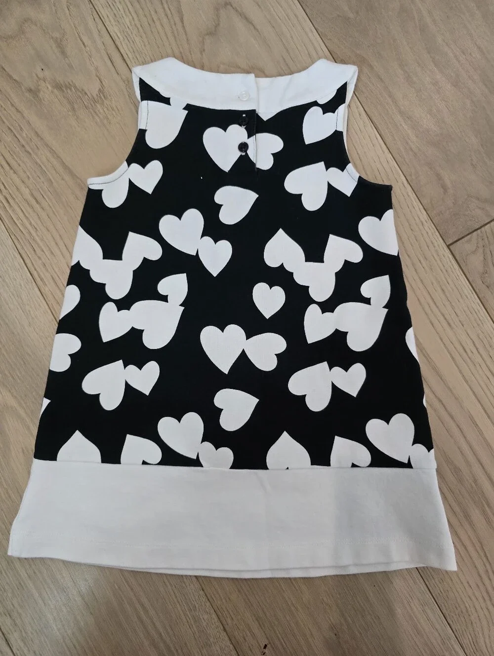 GUC Gymboree Black Dress with White Heart Print 4T
